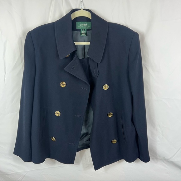 Lauren Ralph Lauren Jackets & Blazers - Lauren Ralph Lauren Navy Wool Pea Coat with Gold Anchor Buttons